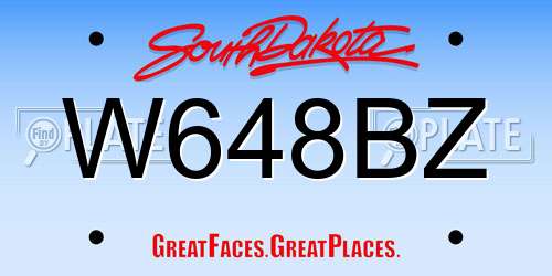 W648BZ South Dakota License Plate