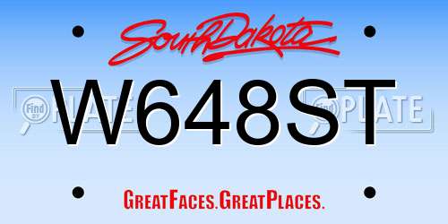 W648ST South Dakota License Plate