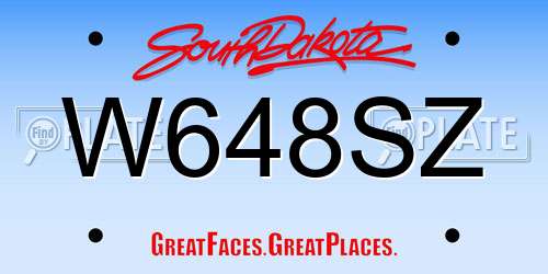 W648SZ South Dakota License Plate