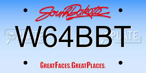 W64BBT South Dakota License Plate