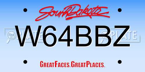 W64BBZ South Dakota License Plate