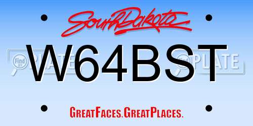 W64BST South Dakota License Plate