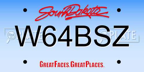 W64BSZ South Dakota License Plate