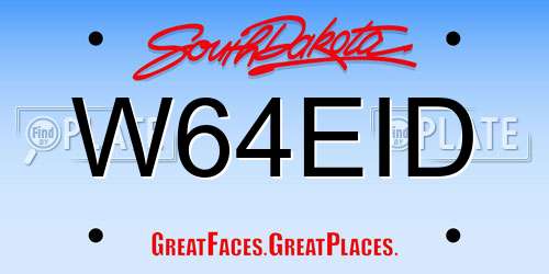 W64EID South Dakota License Plate