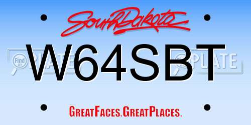 W64SBT South Dakota License Plate