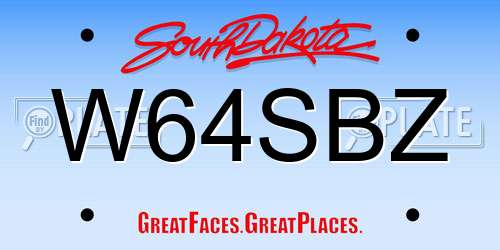 W64SBZ South Dakota License Plate