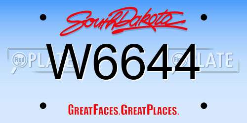 W6644 South Dakota License Plate