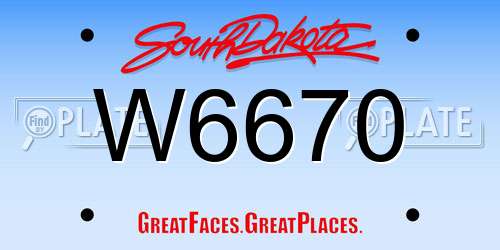 W6670 South Dakota License Plate