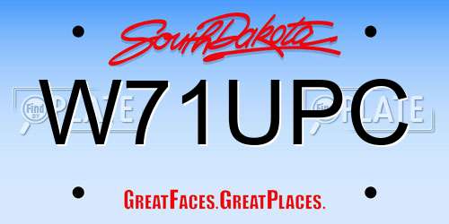 W71UPC South Dakota License Plate
