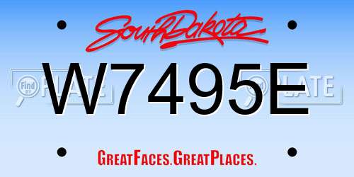 W7495E South Dakota License Plate