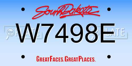 W7498E South Dakota License Plate