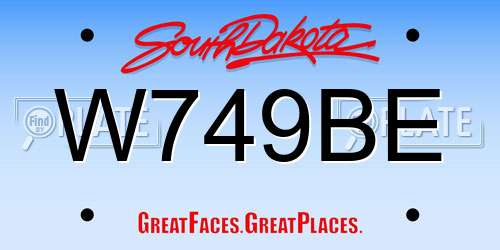 W749BE South Dakota License Plate
