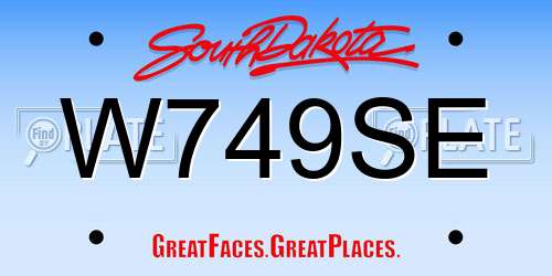W749SE South Dakota License Plate