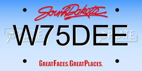 W75DEE South Dakota License Plate
