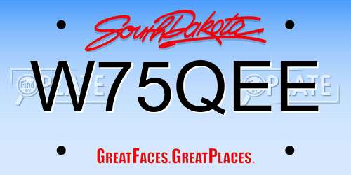W75QEE South Dakota License Plate
