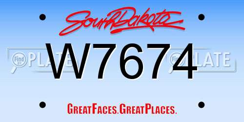 W7674 South Dakota License Plate