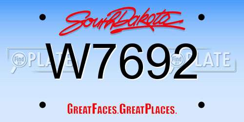 W7692 South Dakota License Plate