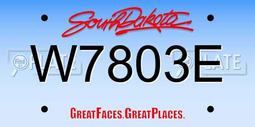 W7803E South Dakota License Plate
