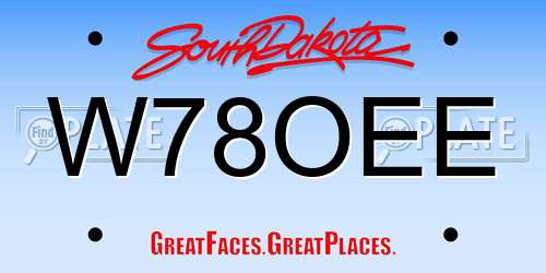 W78OEE South Dakota License Plate