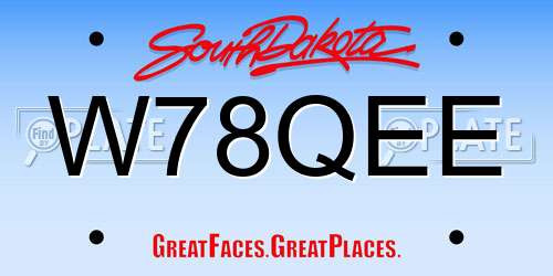 W78QEE South Dakota License Plate
