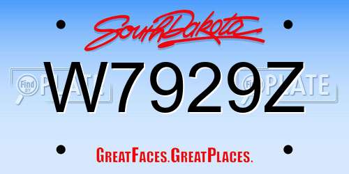 W7929Z South Dakota License Plate
