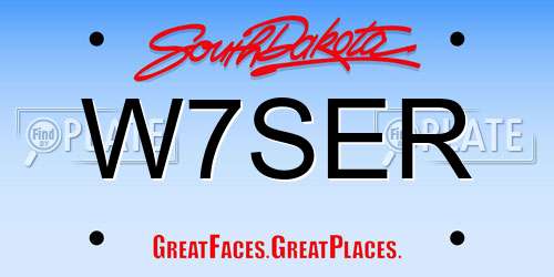 W7SER South Dakota License Plate