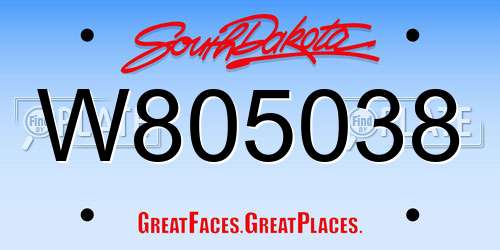 W805038 South Dakota License Plate