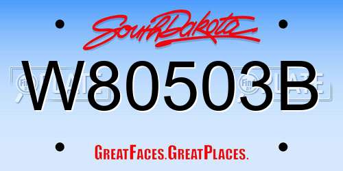W80503B South Dakota License Plate