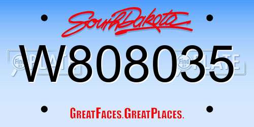 W808035 South Dakota License Plate