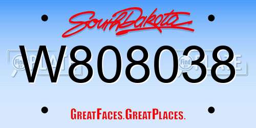 W808038 South Dakota License Plate