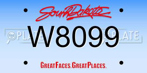 W8099 South Dakota License Plate