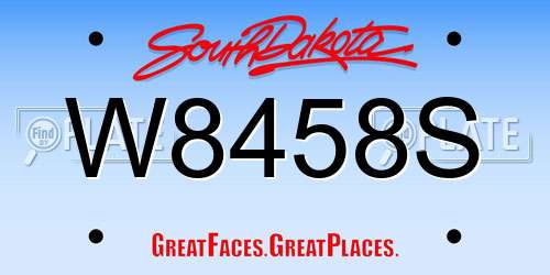 W8458S South Dakota License Plate
