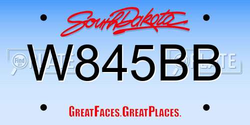 W845BB South Dakota License Plate