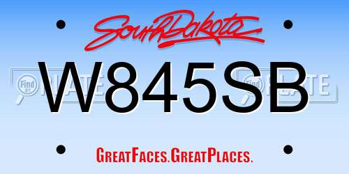 W845SB South Dakota License Plate