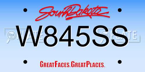 W845SS South Dakota License Plate