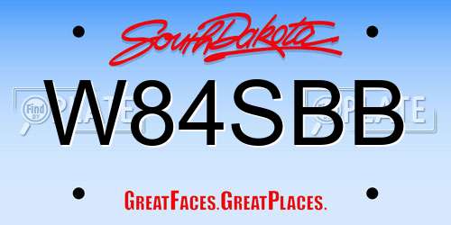 W84SBB South Dakota License Plate