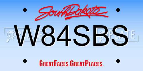 W84SBS South Dakota License Plate