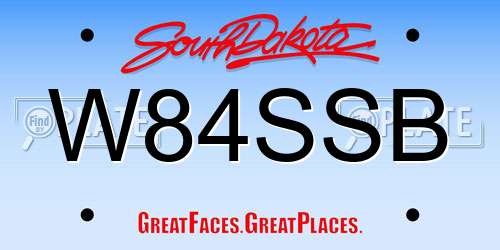 W84SSB South Dakota License Plate