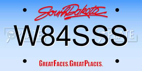 W84SSS South Dakota License Plate