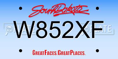 W852XF South Dakota License Plate
