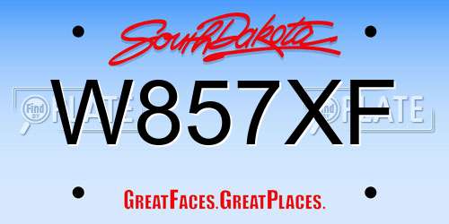 W857XF South Dakota License Plate
