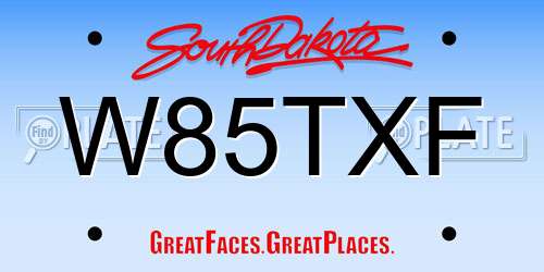W85TXF South Dakota License Plate