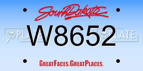 W8652 South Dakota License Plate