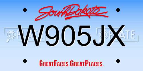 W905JX South Dakota License Plate