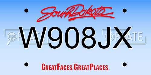 W908JX South Dakota License Plate