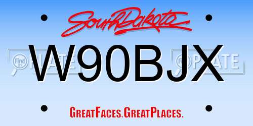 W90BJX South Dakota License Plate