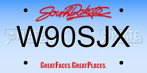 W90SJX South Dakota License Plate