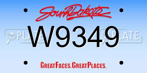 W9349 South Dakota License Plate