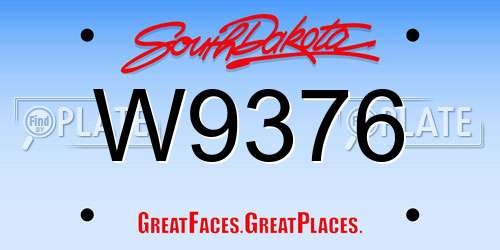 W9376 South Dakota License Plate