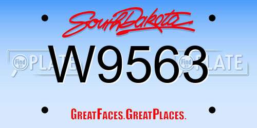 W9563 South Dakota License Plate